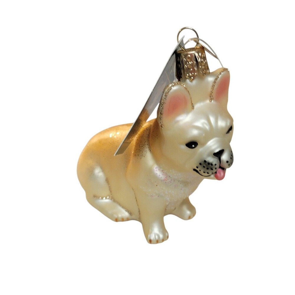 NWT Old World Christmas Blown Glass Hanging Ornament French Bulldog Frenchie